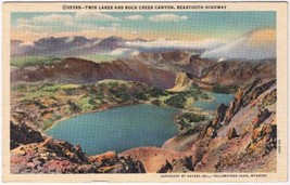 Postcard Twin Lakes &amp; Rock Creek Canyon Beartooth Highway Yellowstone Wyoming - $3.95