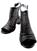 SAM EDELMAN Women High Heels Size 8 (FITS Size 7.5) Black Bootie Sandal Woven - £31.38 GBP