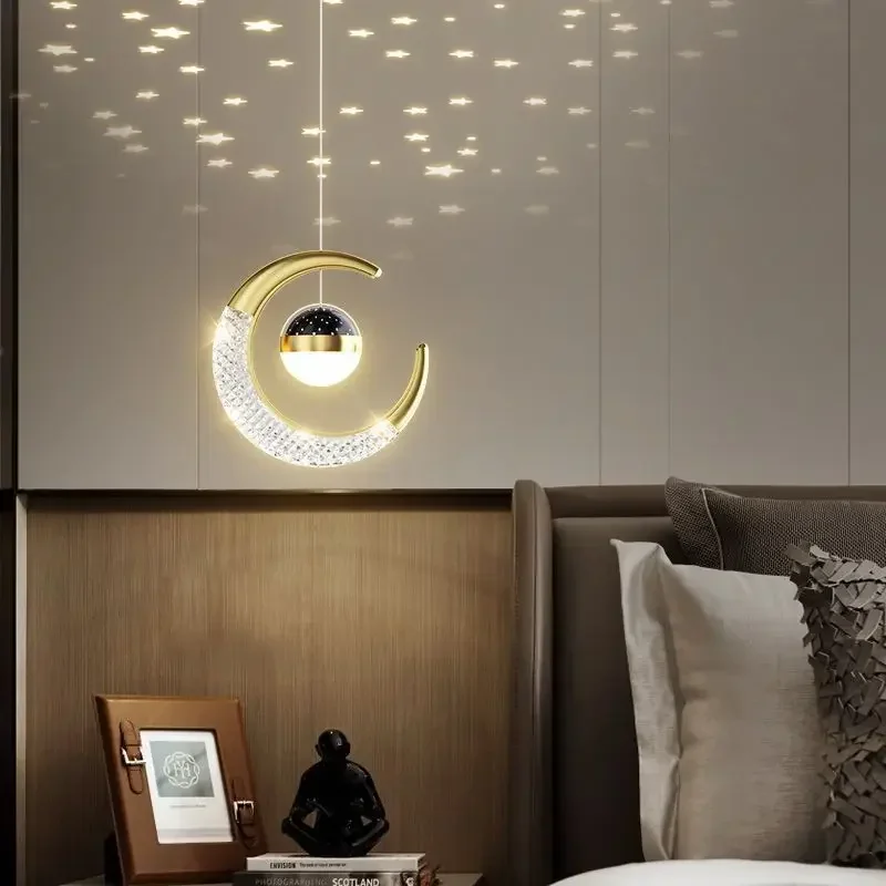 Nordic Luxury Gold Moon Star LED celling Lights For Living Bedroom Bedside - $53.86+