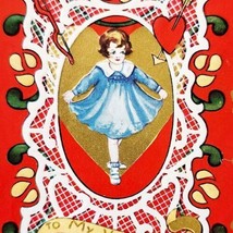 1920s-30s Valentines Day Card Die Cut Gold Gilded Antique Ephemera E89A - $19.99