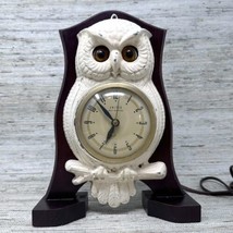 Moving Eyes Owl Clock Mantel Desk Electric United Clock Corp Vintage WORKS 10”H - £94.80 GBP