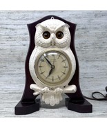 Moving Eyes Owl Clock Mantel Desk Electric United Clock Corp Vintage WOR... - £93.41 GBP
