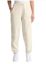 Puma Womens Jogger Cream Pants Fleece Pockets Drawstring Logo Active Hea... - $42.99