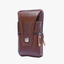 Genuine Leather Fanny Waist Packs Men Casual Fanny Bum Bag Mobile Phone Pouch - £55.25 GBP