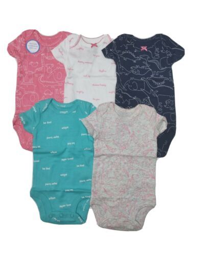 Carters 5 Pack Bodysuits for Girls Newborn 3 6 or 9 Months Dino Unicorn - $5.95