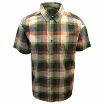 prAna Men&#39;s Charcoal Green Orange Box Plaid Benton S/S Woven Shirt S05 - £12.94 GBP