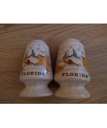 Antique Florida Souvenir Salt and Pepper Shakers White back, sea shells ... - $117.84 MXN