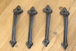 4 Cast Iron Handles Rustic Drawer Pulls 6&quot; Long Handle Grasp Door Gate Farm - £11.70 GBP