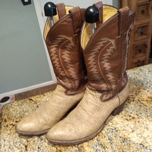 Justin Brown Tan Leather Lizard Cowboy Western Boots 8524 Men&#39;s Size 11.5 B - £61.86 GBP