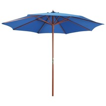 vidaXL Garden Parasol Blue Polyester, Laminated Bamboo, Hardwood Large - $3,848.01 MXN