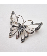 FAS VINTAGE 925 STERLING SILVER MARCASITE BUTTERFLY BROOCH - $893.96 MXN