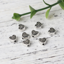 Celtic Knot Heart Spacer Beads Antique Silver Tone 6.5mm 10pcs - £3.52 GBP