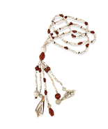 Natural Stone Seashell Beaded Necklace with Dangle Accent Long Wired Boh... - £13.43 GBP