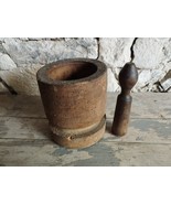 Old Antique Primitive Wooden Wood Pounder Mortar of 19th. - $915.46 MXN