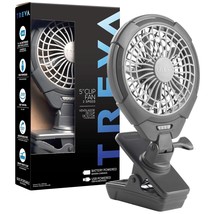 Treva 5 Inch Battery Powered Clip Fan - Slim And Portable Cooling Travel Fan Wit - £30.51 GBP