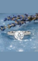 14k Hallmark Gold 2.30 ct Round Moissanite Engagement Ring Valentine&#39;s day Gift - £352.36 GBP
