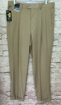 Roundtree &amp; Yorke Pants 34x29 Travel Smart Ultimate Comfort Tan Pleated ... - £30.66 GBP