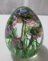 Vtg  Art Glass Paperweight Field of Flowers Controlled bubbles - £39.05 GBP
