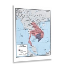 1970 Khmer Empire Cambodia Map Print Wall Art Poster - £31.37 GBP+