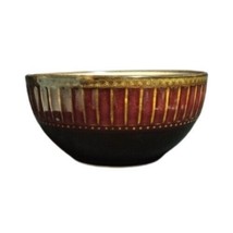 Gibson Elite ARTISTE RED 4-Soup/Cereal Bowls 6”D Red &amp; Brown Rim Ribbed and Dots - £38.77 GBP
