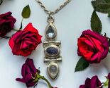 Sterling Silver 925 Amethyst Blue Topaz Moonstone Pendant Necklace 16” - $90.56