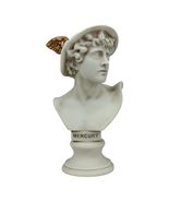 Hermes Mercury Bust Greek Roman God Head Cast Marble Grey Statue 11.80 inches - $114.03