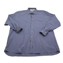 Harpers Haberdashery Shirt Men 18.5L Blue Long Sleeve Button Up Casual Check - $19.68