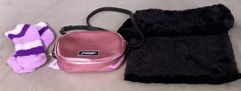 Kendall &amp; Kylie Faux Leather Shiny Chain Purse Pink Black, Black Furry Bag/Socks - £20.66 GBP