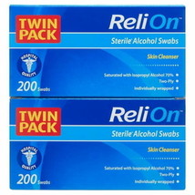 ReliOn Sterile Alcohol Swabs, Twin Pack, 400 Count - £8.80 GBP