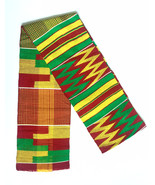 Asante Kente Scarf Handwoven School Sash Wedding Stole AfricanTextile Ar... - £23.44 GBP