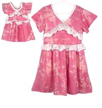 Pink Tie Dye Naomi Short Sleeve Dress with dress for doll - £7.81 GBP