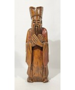 Old Chinese Carved Wood Shou Hsing God of Longevity Sculpture Crossed Hands - £218.93 GBP