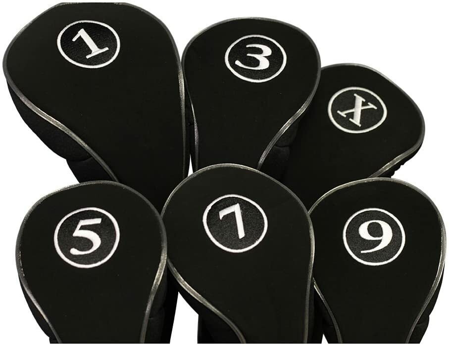 GOLF CLUB HEAD COVERS DRIVERS BLACK HEADCOVER FULL COMPLETE 1 3 5 7 9 X ... - $39.21
