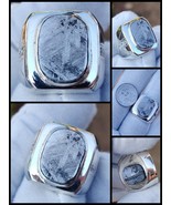 Natural Iron Meteorite Muonionalusta silver Handmade Solid ring - $308.78