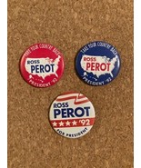 3 ea Ross Perot For President 1992 Campaign Pin Button Take Your Country... - £5.73 GBP