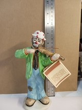 Emmett Kelly Jr Hobo Clown Playing Violin Porcelain 7" Figure Flambro Collection - $13.10