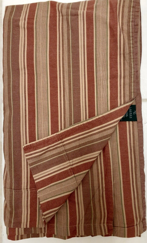Ralph Lauren LRL Sheet Multi Brown Stripe FLAT Woven KING Vintage - £110.31 GBP