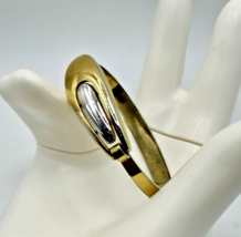 Vintage Crown Trifari Gold Tone Hinged Bangle Bracelet Modernist - $313.28 MXN