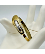 Vintage Crown Trifari Gold Tone Hinged Bangle Bracelet Modernist - $17.00