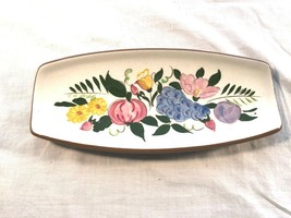 Vintage Stangl Pottery Hand Carved Fruit &amp; Flowers Relish Dish Mint - $22.49
