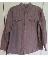 Mens XLT Cabela&#39;s Maroon Burgundy 100% Cotton Button Down Long Sleeve Shirt - $350.51 MXN