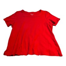Kim Rogers Top Womens 1X Red Solid Short Sleeve Square Neckline Blouse Shirt - £18.24 GBP