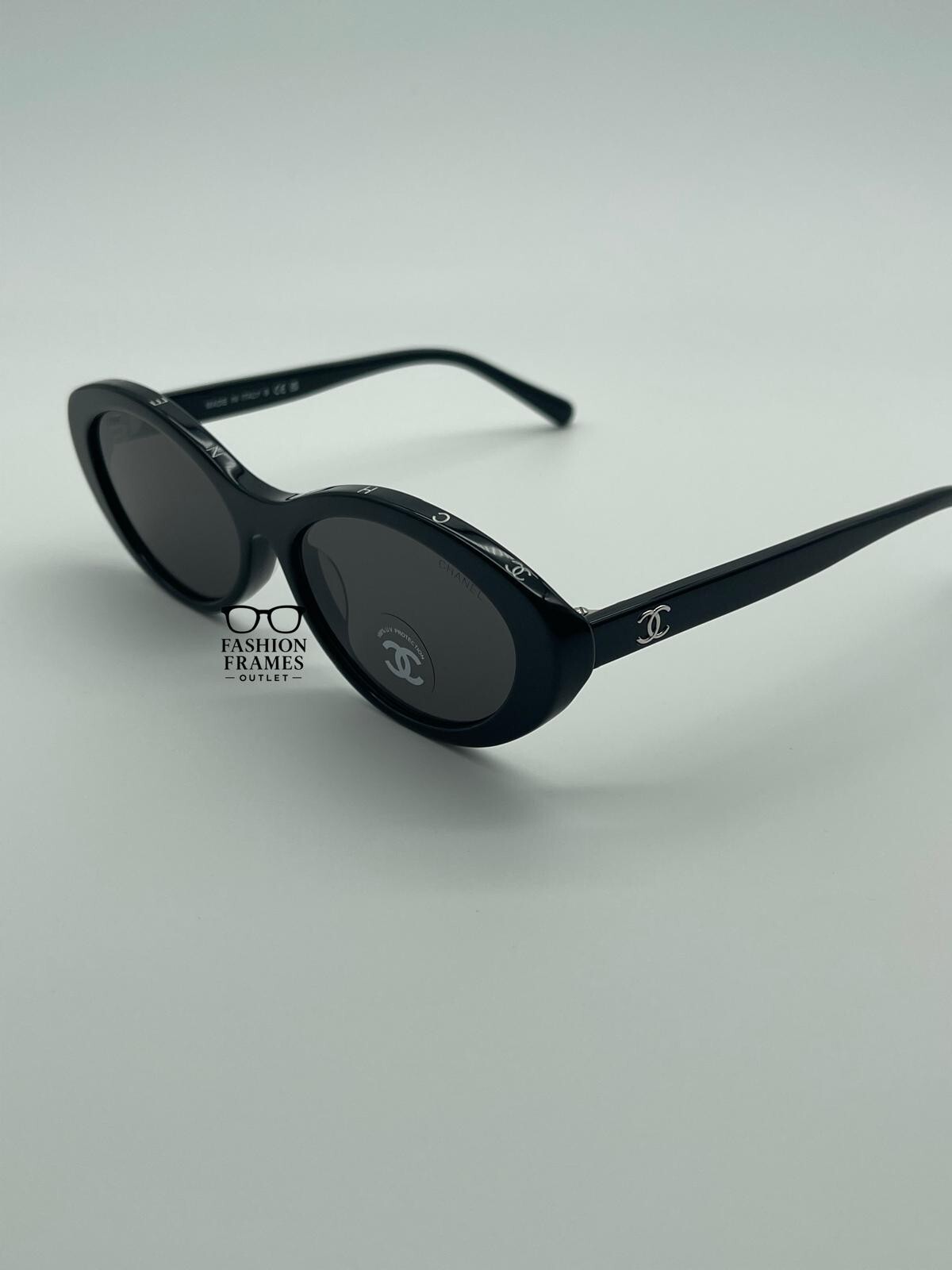 CHANEL 5416 Black Gray Oval Sunglasses–Acetate Frame – Brand New 100% Authentic Item image 4