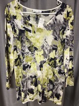 CHRISTOPHER &amp; BANKS TUNIC TOP SZ XL MULTI PRINT STRETCH 3/4 SLEEVES NWT - $12.11