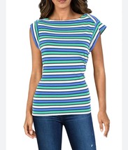 Anne Klein Women&#39;s Plus Cap Sleeve Multi Color Striped Pullover Top 3X NWT - £17.98 GBP