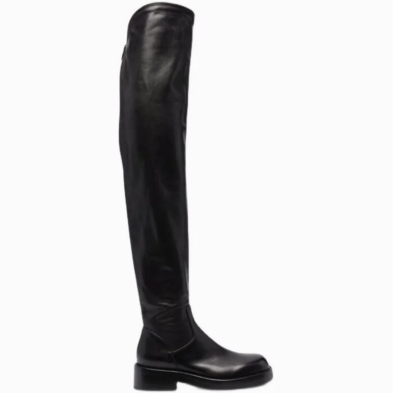 autumn  slim  leather boots warm shoes women over the knee high boots motorcycle - £239.02 GBP