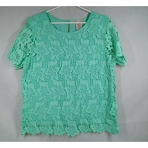 Philosophy Women&#39;s Green Lined Lace Floral Blouse Size Large - £15.48 GBP