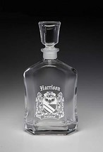 Harrison Irish Coat of Arms Whiskey Decanter (Sand Etched) - £37.60 GBP