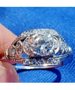 Earth mined Diamond Deco Engagement Ring Antique Platinum Statement Soli... - $7,724.81 CAD