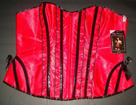 New Leg Avenue Sexy Women&#39;s Plus Size Betty Corset Front Zipper Red Satin 1X-2X - £31.57 GBP